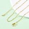 Brass Textured Bar Link Chain Necklaces, with 304 Stainless Steel Lobster Clasps, Lead Free & Cadmium Free, Long-Lasting Plated, Rack Plating, Real 18K Gold Plated, 17.72 inch(45cm)