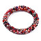 Glass Beaded Crochet Stretch Bracelet, Fashion Nepal Bracelet for Women, FireBrick, Inner Diameter: 1-7/8 inch(4.7cm)
