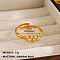 304 Stainless Steel with Crystal Rhinestone Adjustable Cuff Rings, Golden, Flat Round, Inner Diameter: 18mm