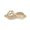 Rack Plating Brass Micro Pave Clear Cubic Zirconia Connector Charms, Lead Free & Cadmium Free, Infinity Links with Heart, Real 18K Gold Plated, 28.6x11x4mm, Hole: 1.2mm