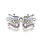 Brass Micro Pave Cubic Zirconia Links connectors, Ballet Dancer, Colorful, Platinum, 13.5x24.5x2.5mm, Hole: 1.2mm