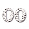 Non-Tarnish Hammered 201 Stainless Steel Linking Rings, Oval, Stainless Steel Color, 16.5x12x1mm, Inner Diameter: 3.5x11.5mm