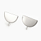 Brass Stud Earrings Findings, with Loop, Half Round, Nickel Free, Real Platinum Plated, 12.5x16mm, Hole: 2mm, Pin: 0.7mm