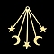 201 Stainless Steel Pendants, Laser Cut, Moon with Star, Golden, 41x34.5x1mm, Hole: 1.8mm
