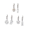 3 Pair 3 Style Heart & Bear & Fish & Clover Crystal Rhinestone Asymmetrical Earrings, 304 Stainless Steel Dangle Hoop Earrings for Women, Stainless Steel Color, 23~29mm, Pin: 1mm, 1 Pair/style