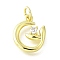 Brass Micro Pave Cubic Zirconia Pendants, Nuggets Charms, Long-Lasting Plated, with Jump Ring, Lead Free & Cadmium Free, Rack Plating, Real 18K Gold Plated, 14x12x3mm