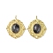 Natural Labradorite Pendants, Ion Plating(IP) 304 Stainless Steel Oval Charms, Real 18K Gold Plated, 25x20x6mm, Hole: 2.5mm