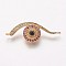 Brass Cubic Zirconia Links, Eye, Violet, Golden, 11x30x2.5mm, Hole: 1mm