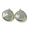 Natural Amazonite Pendants, with Golden Brass Edge, Faceted, Undyed, Teardrop, 28x25x6mm, Hole: 1.6mm