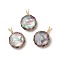 Resin Imitation Shell Pendants, with Copper Wire Wrapped, Half Round Charm, Golden, 30x21x7mm, Hole: 7x3.5mm
