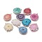 Dyed Natural Druzy Solar Quartz Crystal Pendants, Edge Plated, with Brass Bails, Sunflower, Silver, Mixed Color, 40~50x30~45x5~6mm, Hole: 4x6mm