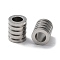Non-Tarnish 303 Stainless Steel Beads, Large Hole Beads, Grooved Column, Stainless Steel Color, 12x10mm, Hole: 6mm