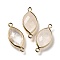 Natural Quartz Crystal Faceted Connector Charms, Rock Crystal, Rack Plating Brass Horse Eye Links, Golden, 25x11.5x5.5mm, Hole: 1.6mm