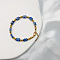 Bohemian Style Rectangle Natural Blue Spot Jasper Beaded Bracelets, Stainless Steel Jewelry for Women, Golden, Blue, 6-3/4 inch(17cm)