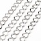 Iron Twisted Chains, Unwelded, with Spool, Rhombus Link, Platinum, 13.5x11x1mm, about 328.08 Feet(100m)/roll