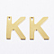 304 Stainless Steel Charms, Letter.K, Real 18K Gold Plated, 11x9x0.8mm, Hole: 1mm
