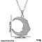 Stainless Steel Flower Crescent Moon Pendant Necklaces for Women, Silver, 17.72 inch(45cm)