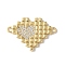 Brass Micro Pave Cubic Zirconia Heart Connector Charms, Real 18K Gold Plated, Long-Lasting Plated, Cadmium Free & Lead Free, Rack Plating, Clear, 17x24.5x1.5mm, Hole: 1.6mm