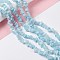 Natural White Jade Chip Beads Strands, Imitation Aquamarine, Dyed, 5~19.5x3~8.5x1.5~7.5mm, Hole: 1mm, about 221~293pcs/strand, 80~81cm