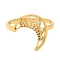 304 Stainless Steel Adjustable Rings, Moon, Golden, US Size 6(16.5mm)
