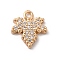 Brass Micro Pave Cubic Zirconia Charms, Leaf Shape, Nickel Free, Clear, 11.5x10.5x2mm, Hole: 1.5mm