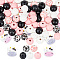 120Pcs 7 Styles Cow Theme Painted Natural Wood Beads, Printed, Round and Cow Head, Mixed Color, 15.5~19x14.5~19x5.5mm, Hole: 2~4mm