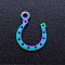 Ion Plating(IP) 201 Stainless Steel Charms, Horse Shoe, Rainbow Color, 13x10x1mm, Hole: 1.5mm