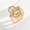 Brass Micro Pave Cubic Zirconia Finger Rings for Women, Hamsa Hand, Golden, Clear, 21x19mm, US Size 8(18.1mm)