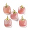 Natural Yan Yuan Agate Pendants, Square Charms with Rack Plating Golden Tone Brass Micro Pave Cubic Zirconia Findings, Long-Lasting Plated, 18x15x10.5mm, Hole: 3mm