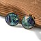 304 Stainless Steel Stud Earrings, with Shell, Ion Plating(IP), Flat Round, Real 18K Gold Plated, 20mm