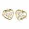 Brass Pendants, with Glass Beads, Heart, Real 18K Gold Plated, Clear, 18x17x4mm, Hole: 1mm