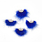 Faux Mink Fur Tassel Pendant Decorations, with Rhinestone and Alloy Findings, Fan, Golden, Blue, 24~28x29~34x8mm, Hole: 1.5mm