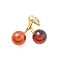 Brass Micro Pave Cubic Zirconia Pendants, with Resin, Cherry Charms, Tomato, 13.5x14.5x7.5mm, Hole: 3x2mm