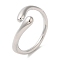Brass Snake Open Cuff Rings for Women, Cadmium Free & Nickel Free & Lead Free, Real Platinum Plated, Inner Diameter: 18mm