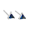 Geometric Triangle Cubic Zirconia Stud Earrings, Simple 925 Sterling Silver Earings, Silver, Dark Blue, 5x5mm