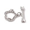Brass Micro Pave Clear Cubic Zirconia Toggle Clasps, Cadmium Free & Nickel Free & Lead Free, Flower with Butterfly, Real Platinum Plated, Flower: 16x15x2mm, Hole: 1.5mm, Bar: 19x5.5x3mm, Hole: 1.5mm