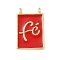 Brass Enamel Pendants, Rectangle with Word Fe Charm, Lead Free & Cadmium Free, Long-Lasting Plated, Rack Plating, Real 18K Gold Plated, Red, 17x11.5x2mm, Hole: 1.4mm
