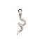 Brass Micro Pave Cubic Zirconia Pendants, Snake Charms, Platinum, 16.5x5.5x3mm, Hole: 1mm