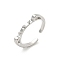 Brass Open Cuff Ring Settings, for Half-drilled Beads, Platinum, 2.5mm, Adjustable