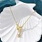 Brass Micro Pave Clear Cubic Zirconia Pendants Necklaces, Real 18K Gold Plated, Butterfly with Flower, 18.31 inch(46.5cm)