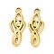 Ion Plating(IP) 304 Stainless Steel Pendants, Infinity with Heart Charm, Real 18K Gold Plated, 26x10x2mm, Hole: 2.5mm