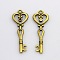 Tibetan Style Alloy Skeleton Key Pendants, Cadmium Free & Nickel Free & Lead Free, Antique Bronze, 41x14x2.5mm
