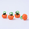 Handmade Lampwork Charms, Pumpkin, Dark Orange, 14~16x11~12x11~12.5mm, Hole: 1.5~3.5mm