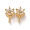 Brass Micro Pave Cubic Zirconia Ear Cuff Findings, with Loop, Long-Lasting Plated, Nickel Free, Flower, Real 18K Gold Plated, 15x9mm, Hole: 1.4mm, Flower: 12.5x10mm