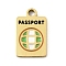 304 Stainless Steel Enamel Charms, Ion Plating(IP), Rectangle with Word Passport, Real 18K Gold Plated, 12x7.5x1.5mm, Hole: 1.5mm