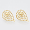 304 Stainless Steel Stud Earring Findings, with Loop, Teardrop, Golden, 22.5x14mm, Hole: 1mm, pin: 0.7mm.