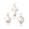 3Pcs 3 Styles Acrylic Connector Charms, Cross & Heart & Star Links with Copper Wire Double Loops, Golden, 19~26x10.5~12x4.5~5mm, Hole: 2.5~3.5mm, 1pc/style