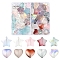 70Pcs Transparent and Frosted Glass Beads, Heart & Star, Mixed Style, Mixed Color, 10.5~12.5x11~13x5~5.5mm, Hole: 1mm