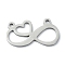 Non-Tarnish 304 Stainless Steel Pendants, Laser Cut, Infinity with Heart Charm, Stainless Steel Color, 12.5x22.5x1mm, Hole: 1.4mm