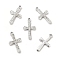 Alloy Rhinestone Pendants, Platinum Tone Cross Charms, Crystal, 25x14.5x2.7mm, Hole: 2mm